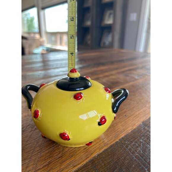 Department 56 Yellow Ladybug Sugar & Creamer Set By Department 56 Hand-Painted C - Picture 10 of 11
